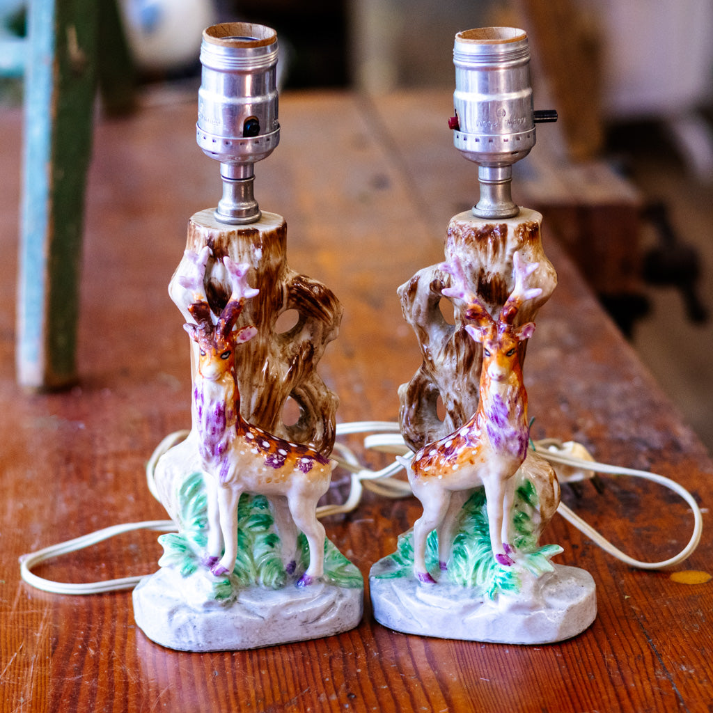 Vintage Deer/Stag Lamps Pair