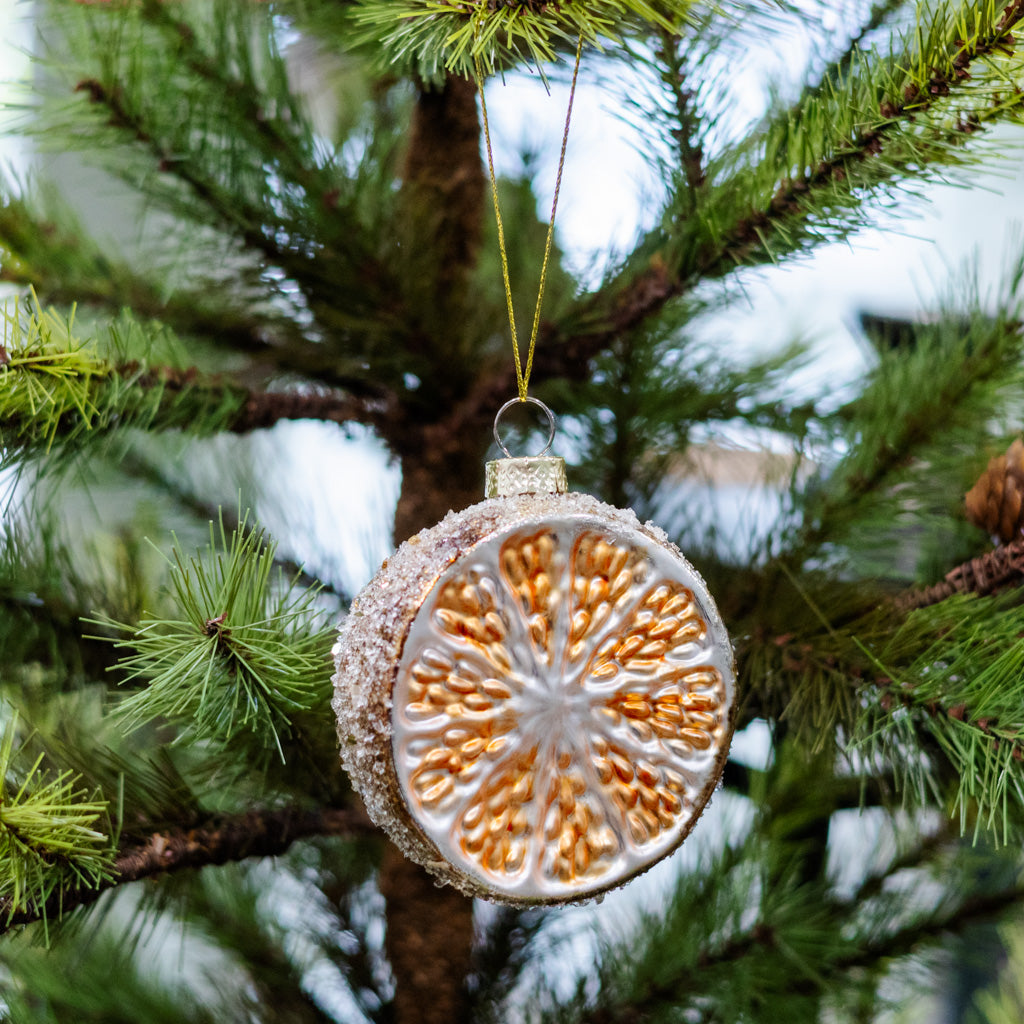 Glass Sliced Orange Fruit Ornament