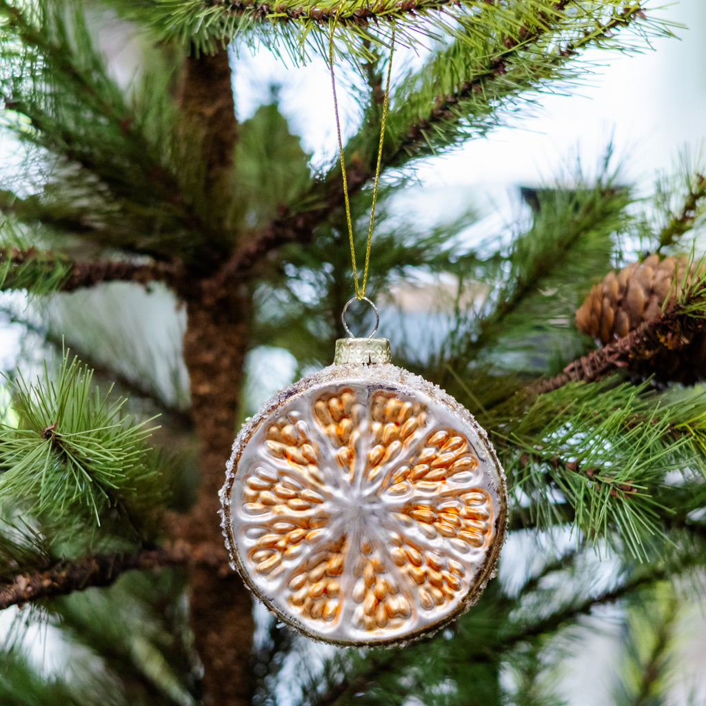 Glass Sliced Orange Fruit Ornament