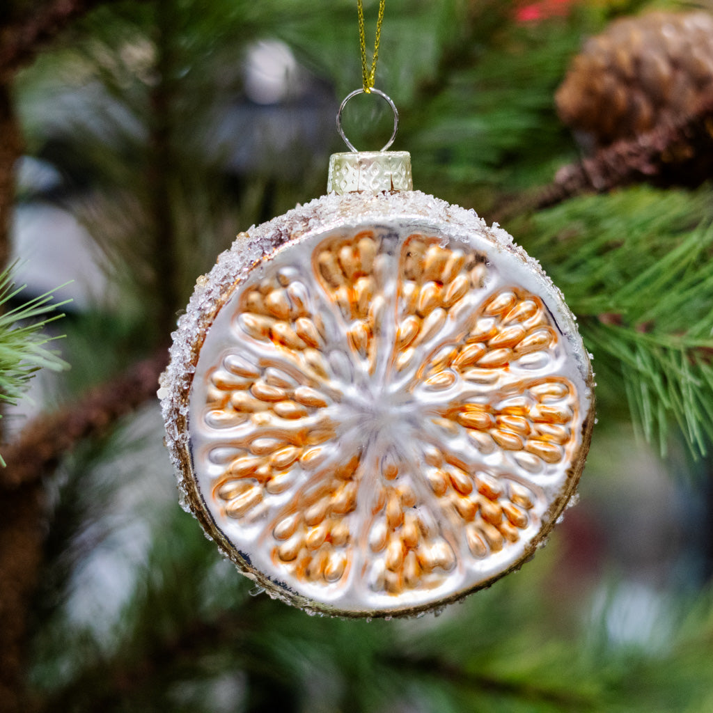 Glass Sliced Orange Fruit Ornament