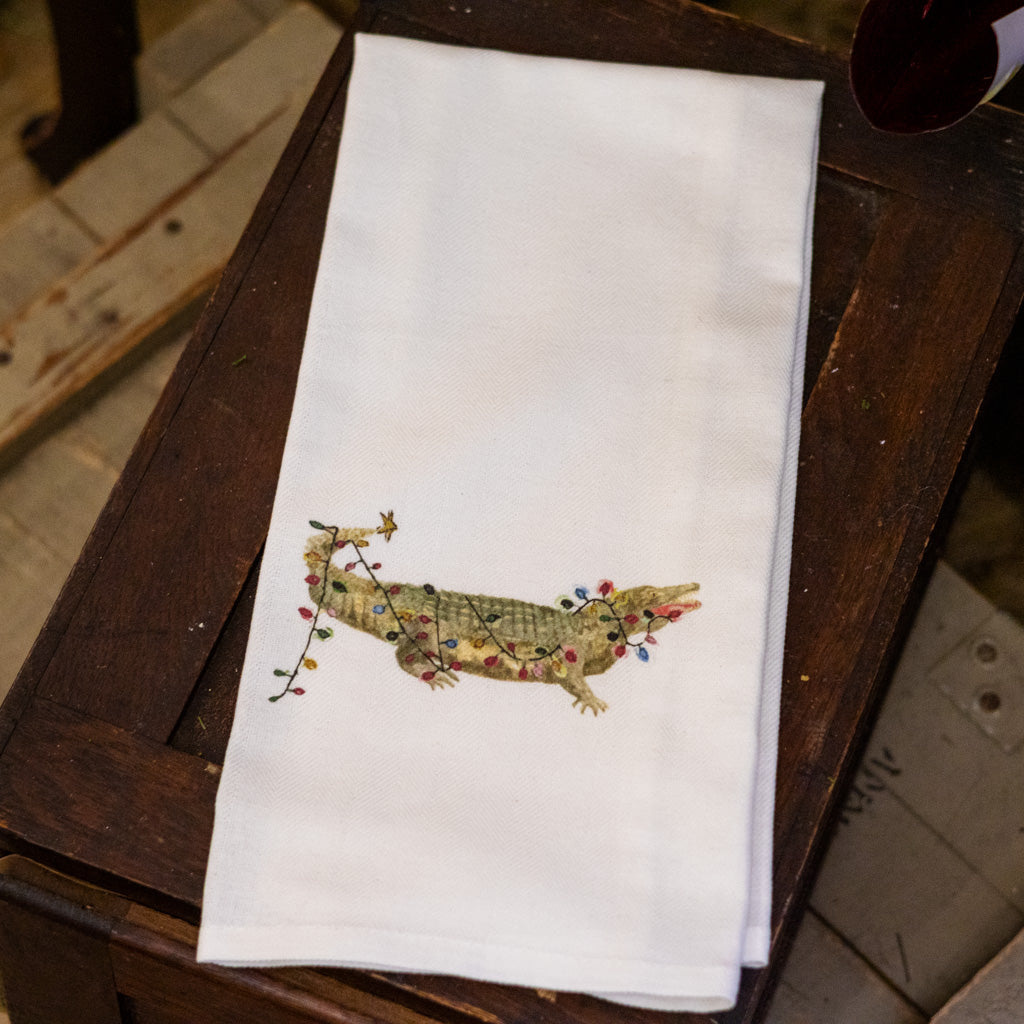 Christmas Alligator Dish Towel