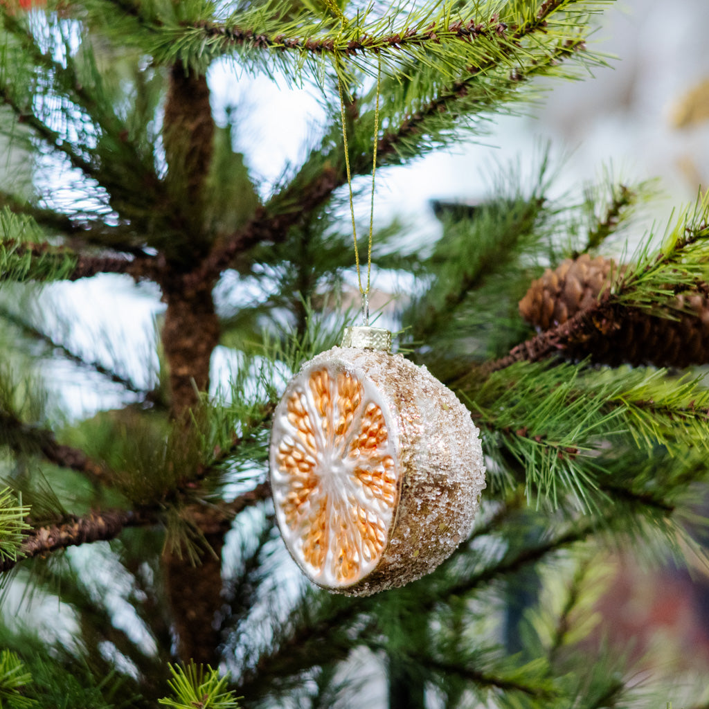 Glass Sliced Orange Fruit Ornament