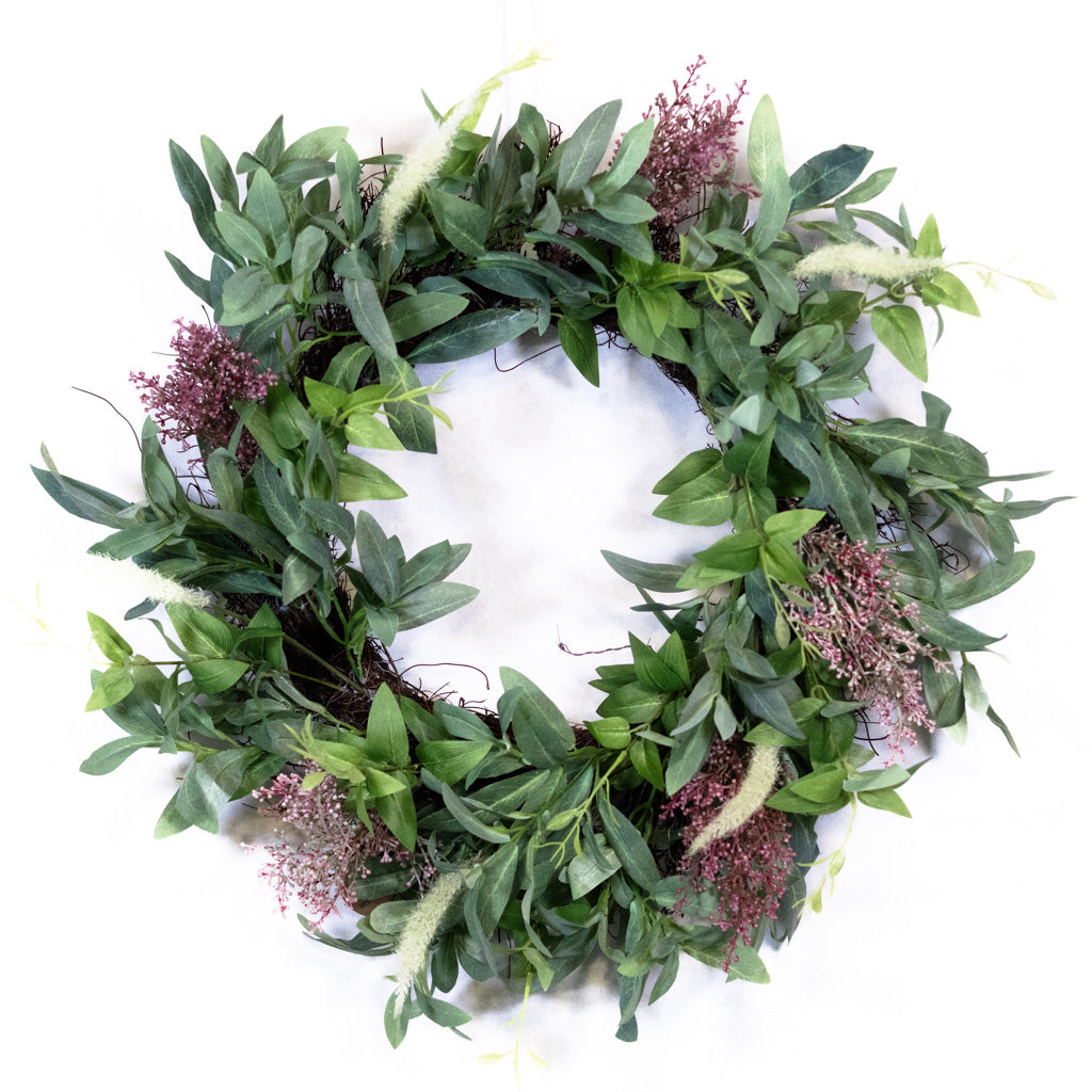 Olive Leaves and Cattail Wreath