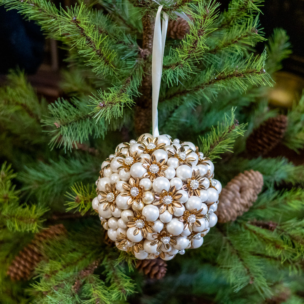 Pearl Floral Ball Ornament