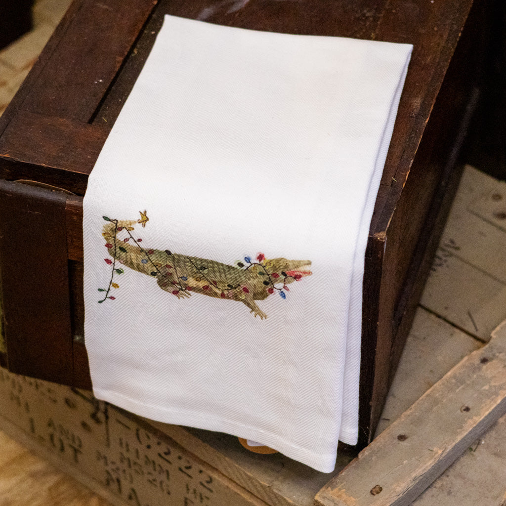 Christmas Alligator Dish Towel