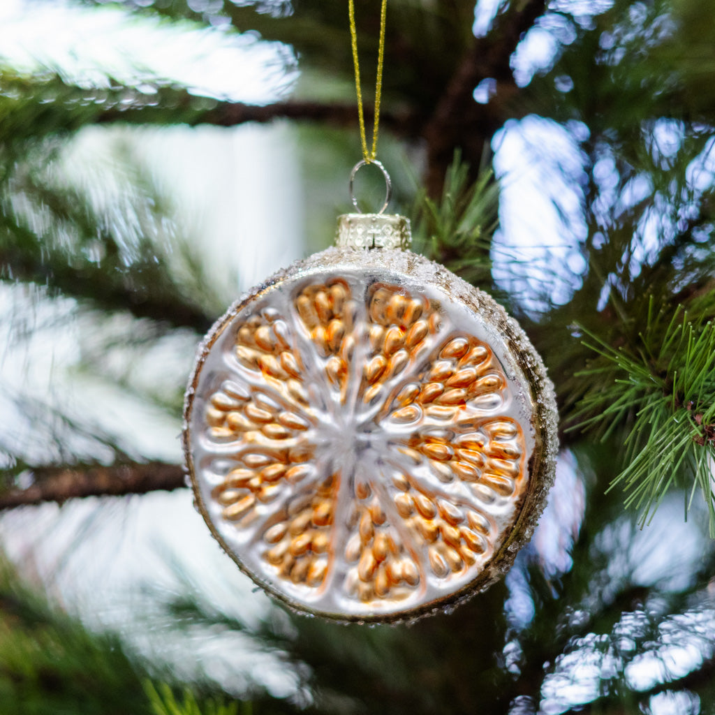 Glass Sliced Orange Fruit Ornament