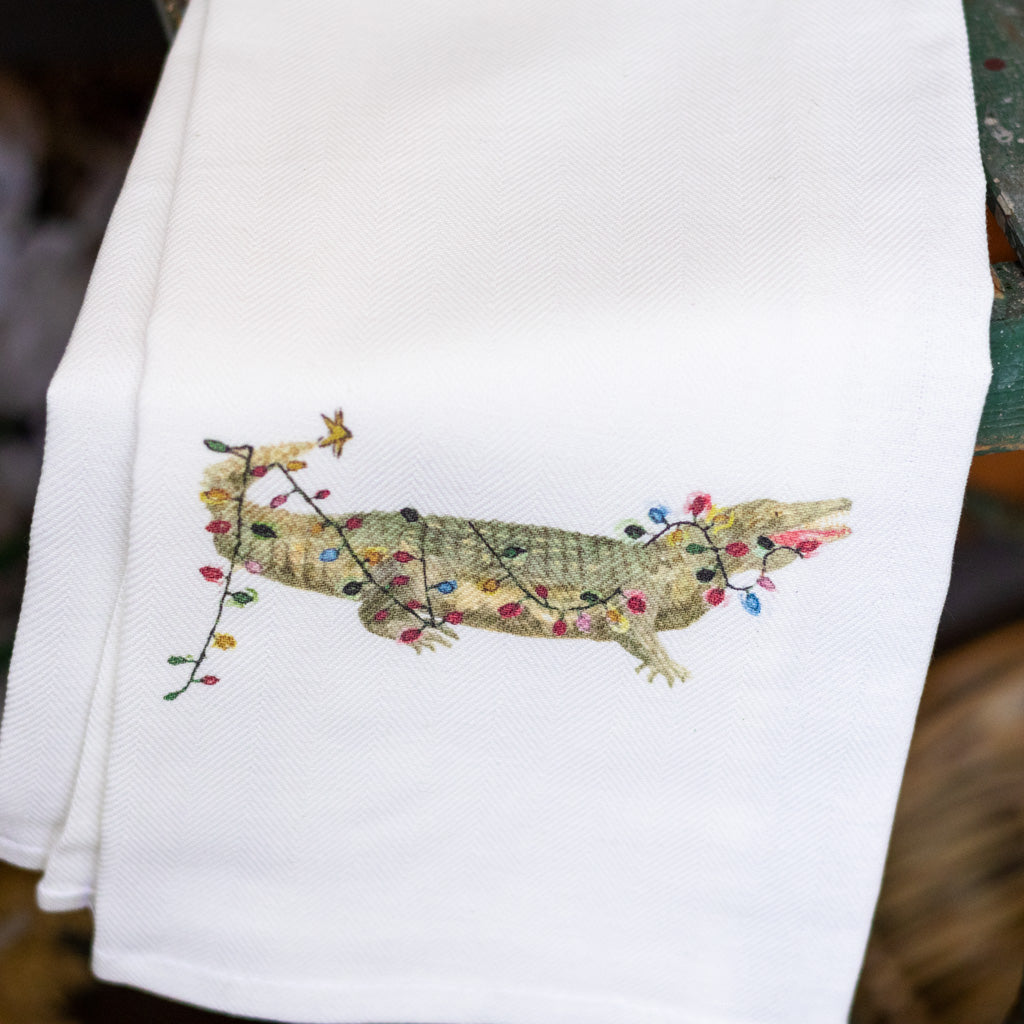 Christmas Alligator Dish Towel