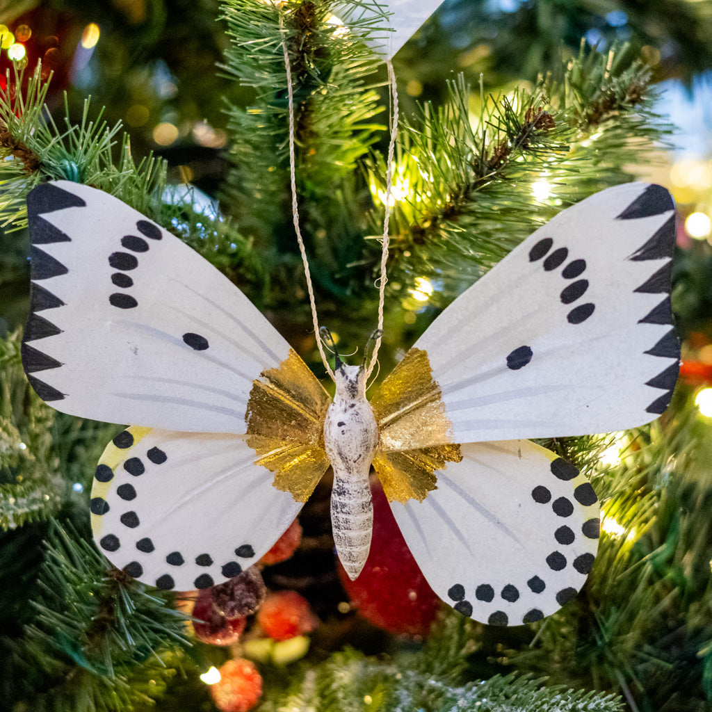 Large Paper Moth with Gold Markings Ornament
