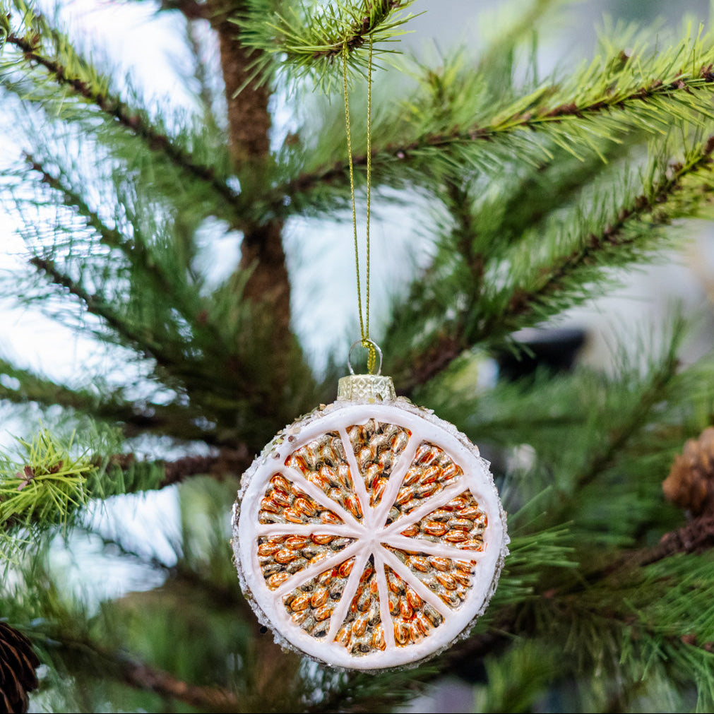 Glass Sliced Lemon Fruit Ornament