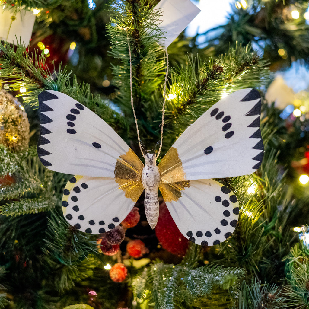 Large Paper Moth with Gold Markings Ornament