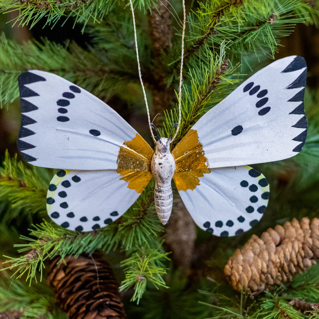 Large Paper Moth with Gold Markings Ornament