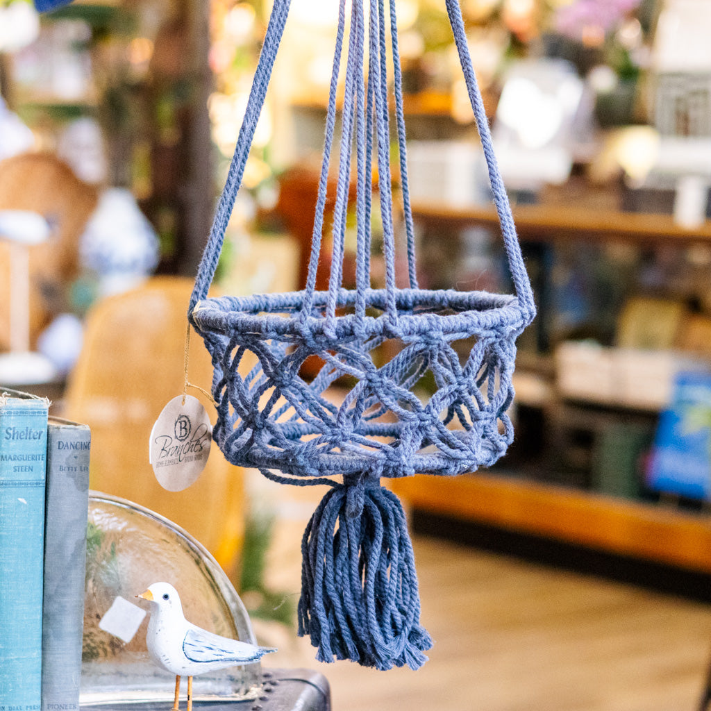 Grey Macrame Hanging Plant Hanger