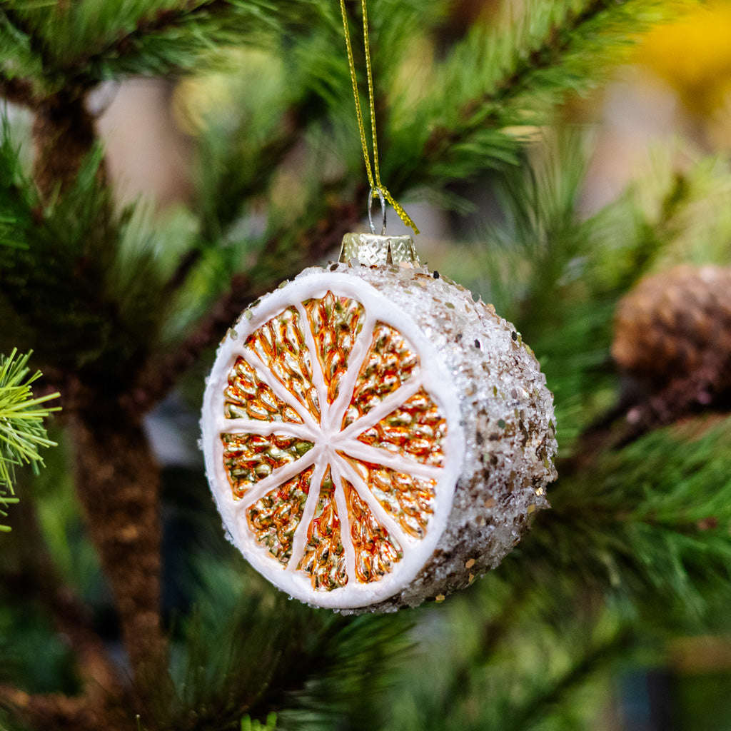 Glass Sliced Lemon Fruit Ornament