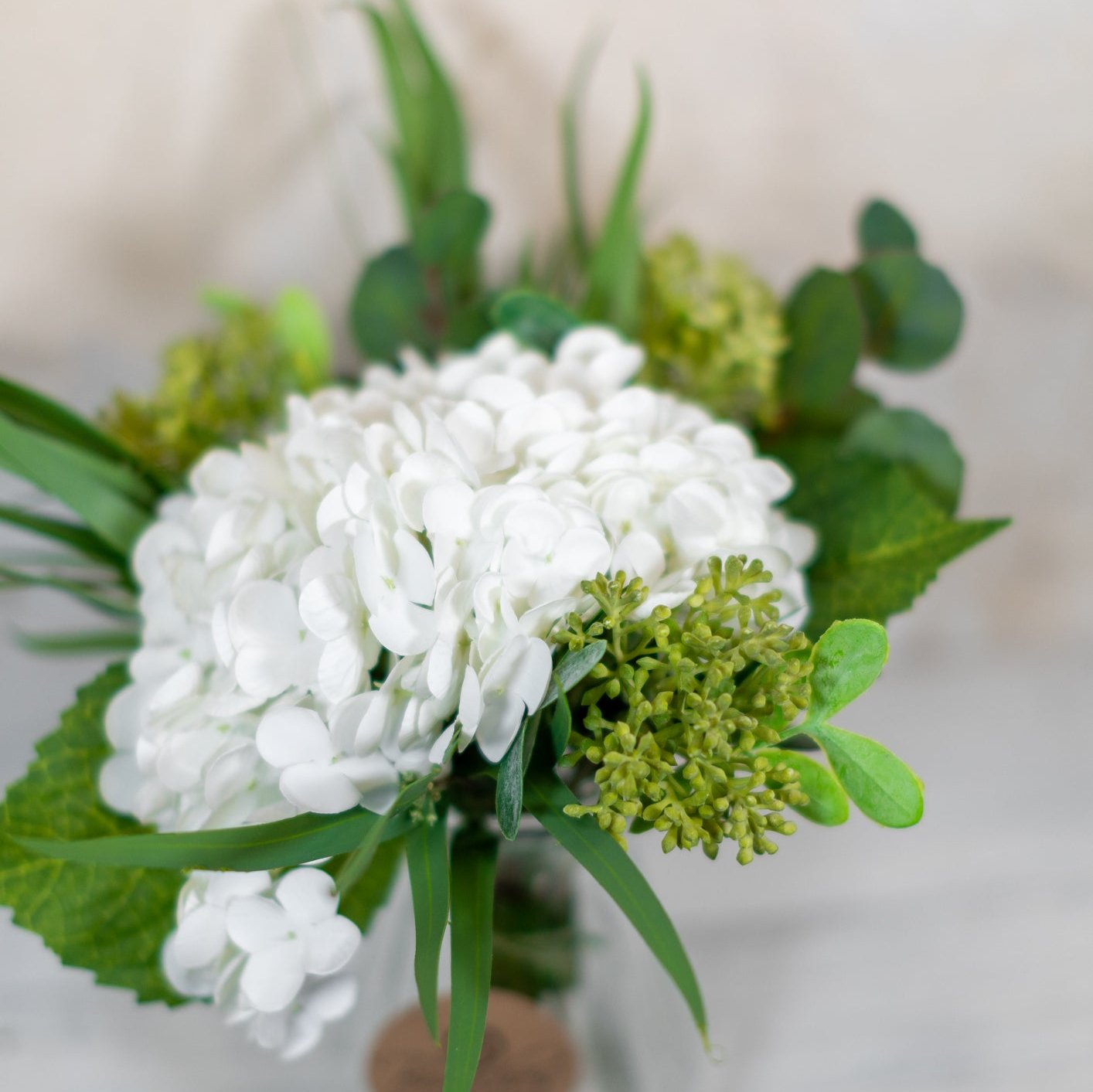 Single White Hydrangea Bouquet Drop In