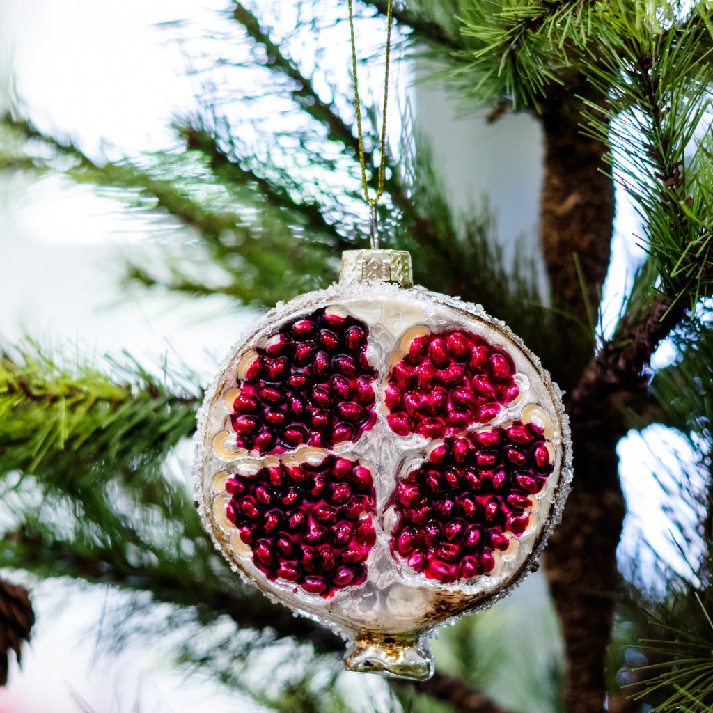 Glass Sliced Pomegranate Fruit Ornament