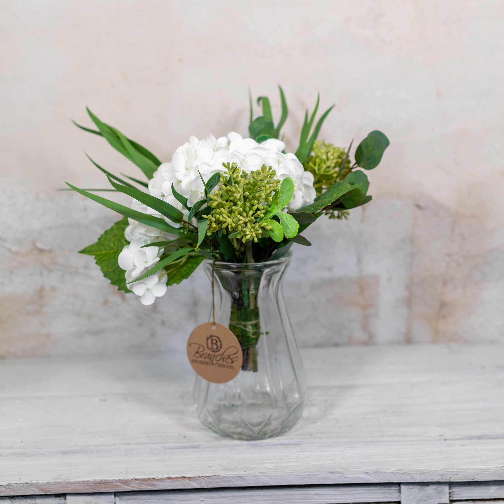 Single White Hydrangea Bouquet Drop In