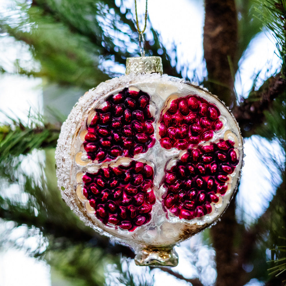Glass Sliced Pomegranate Fruit Ornament