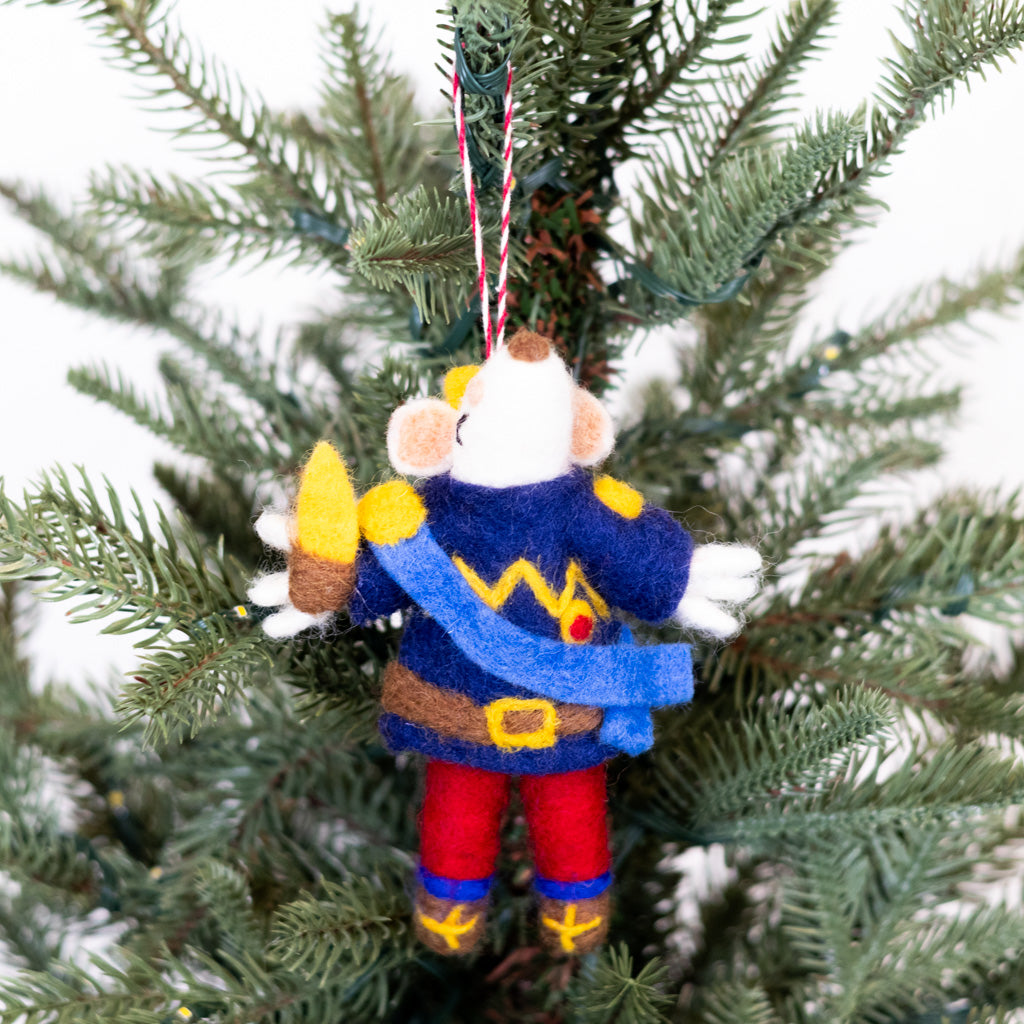 Felt Regal Mouse Blue Jacket Ornament