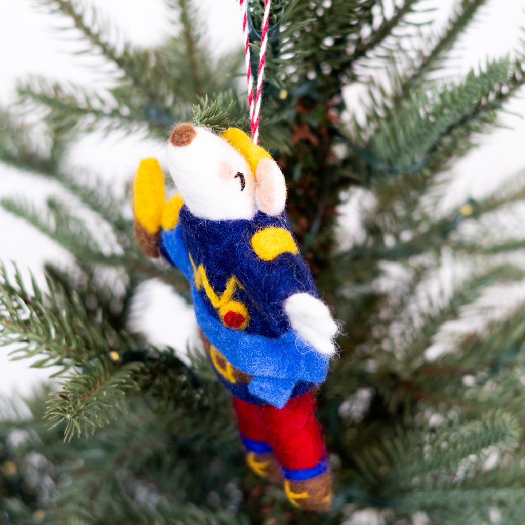 Felt Regal Mouse Blue Jacket Ornament