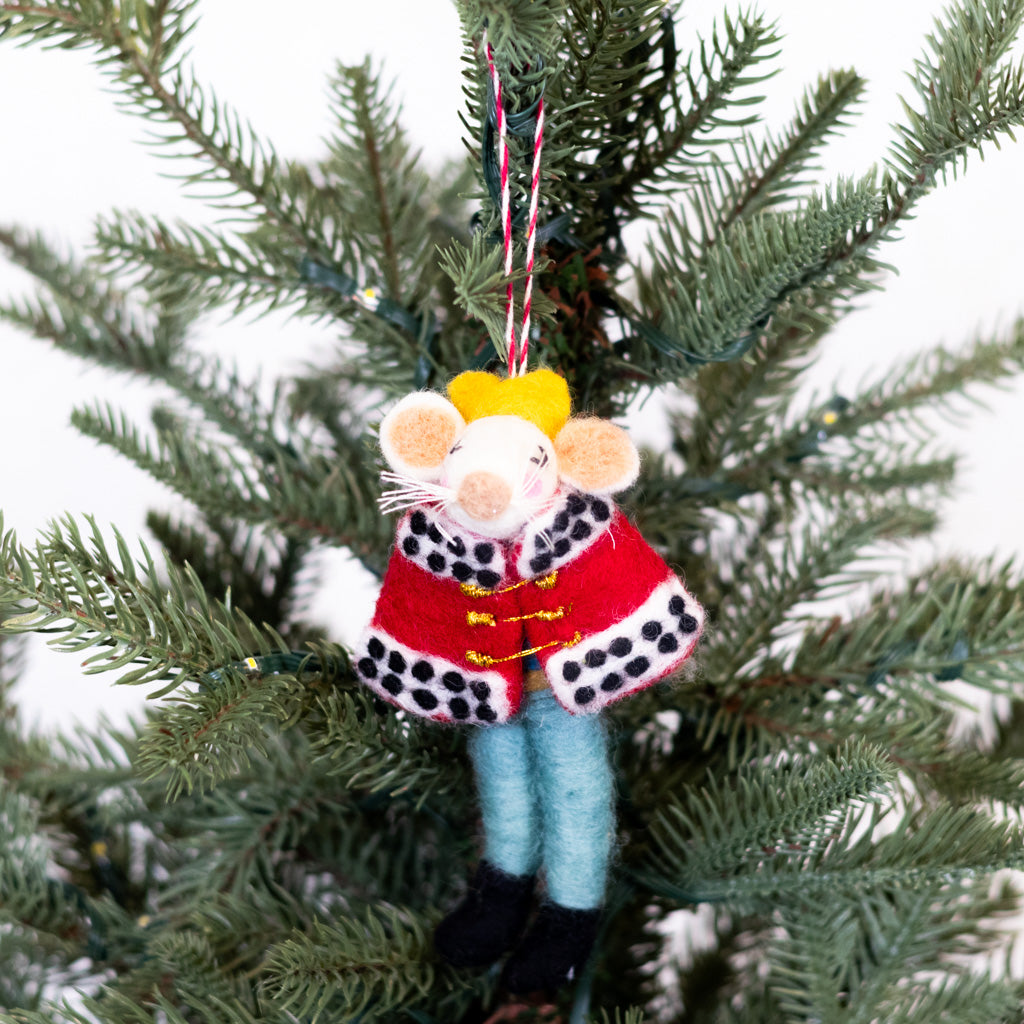 Felt Regal Mouse Red Jacket Ornament