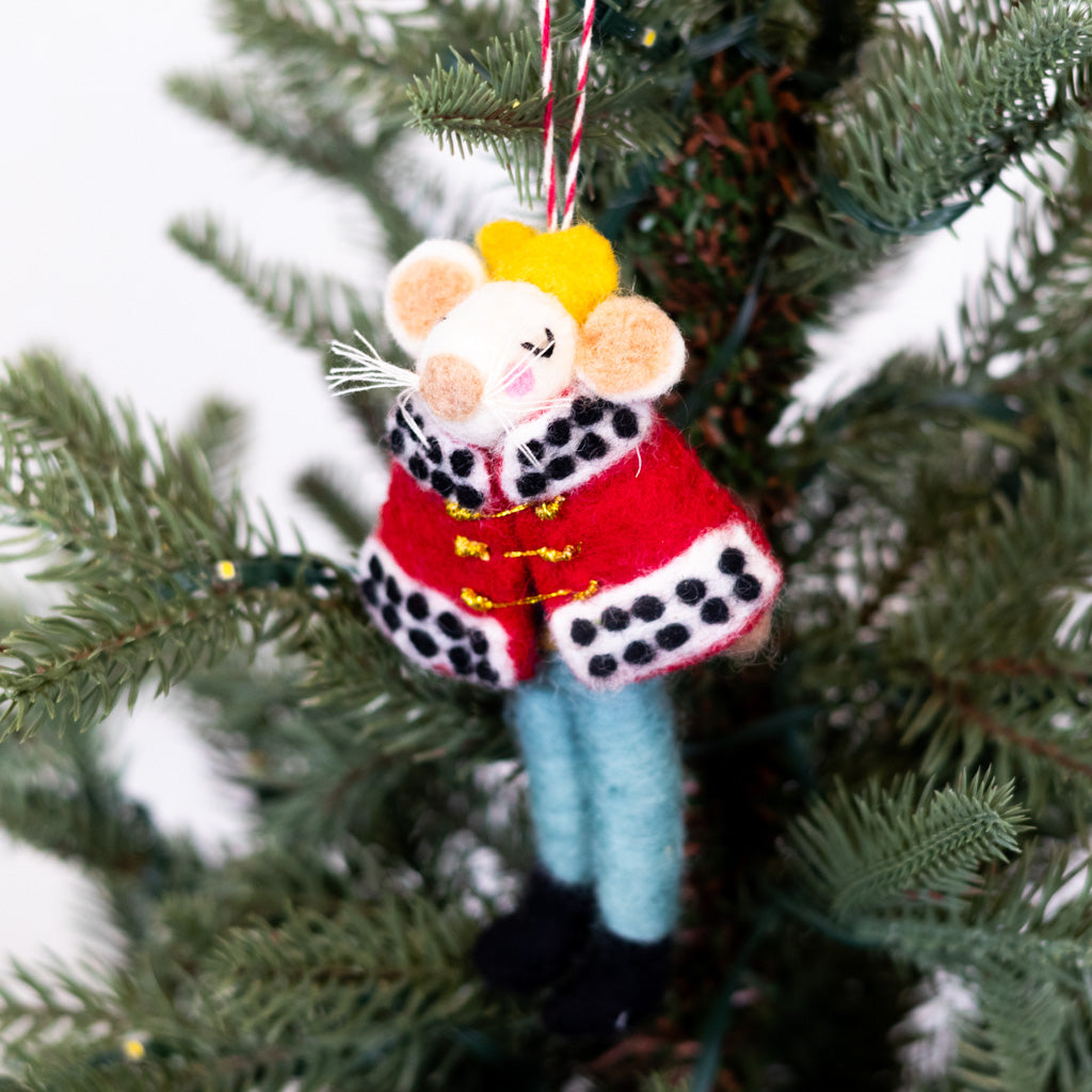 Felt Regal Mouse Red Jacket Ornament