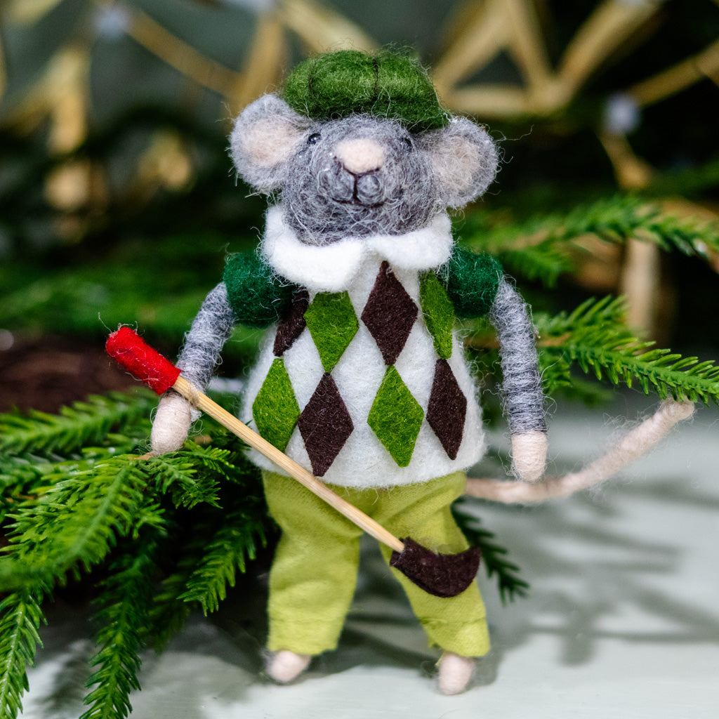 Wool Argyle Sweater Golfer Ornament