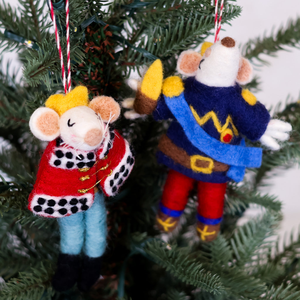 Felt Regal Mouse Blue Jacket Ornament