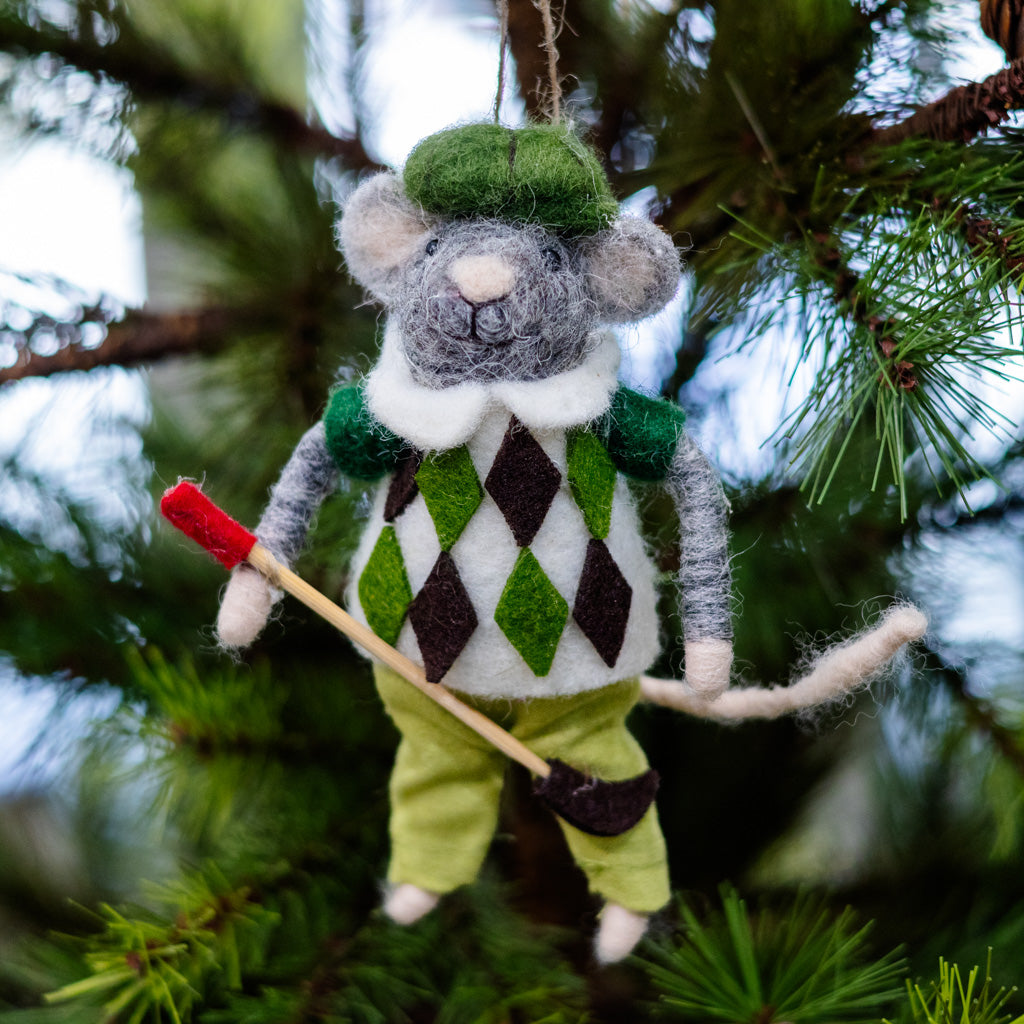 Wool Argyle Sweater Golfer Ornament