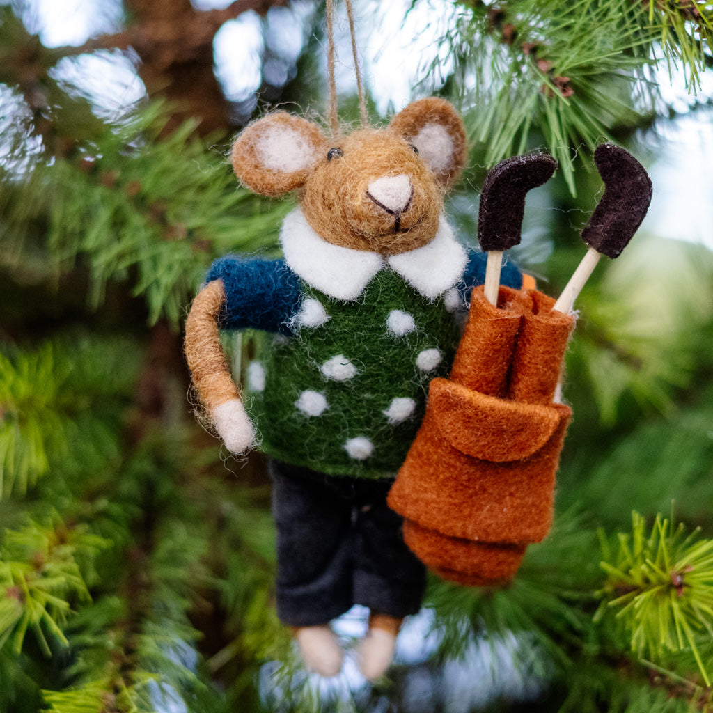 Wool Polka Dot Sweater Golfer Ornament