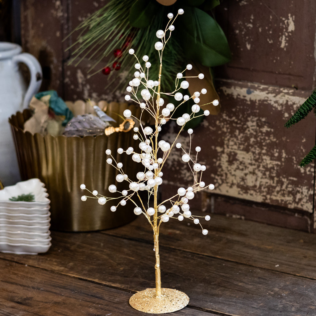 Tall Pearl White Gold Tree