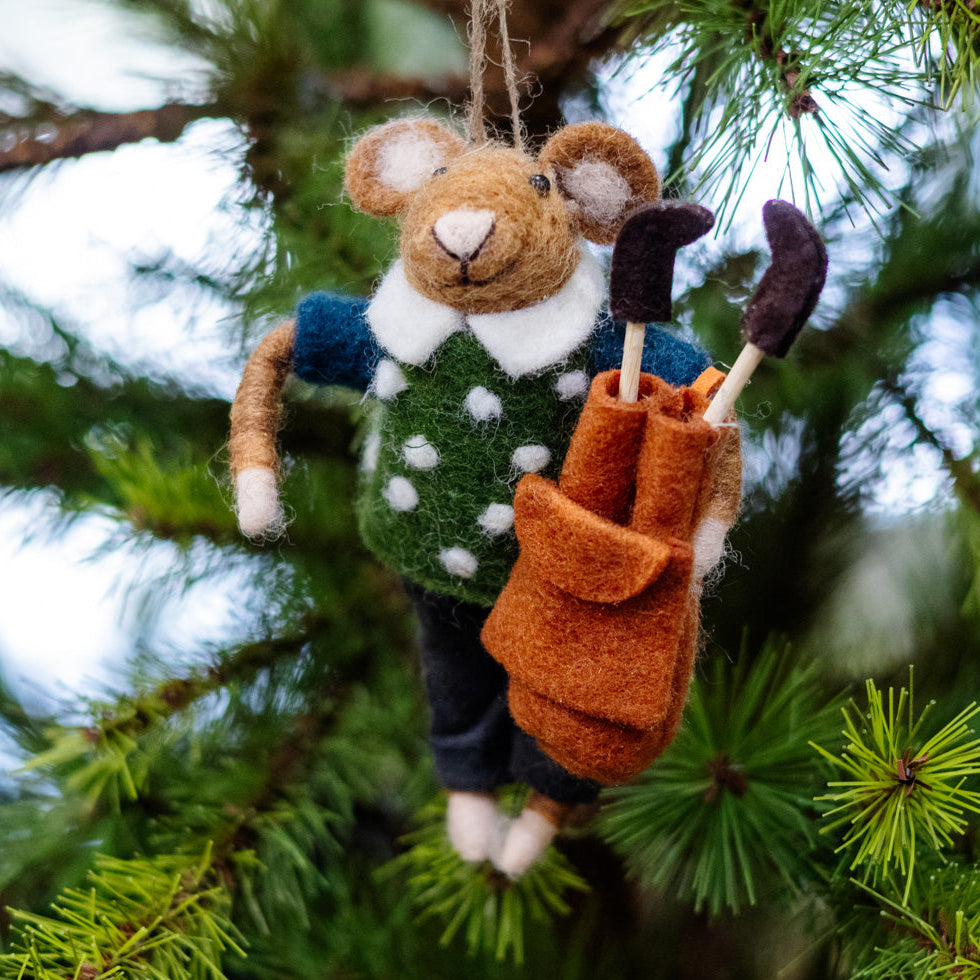 Wool Polka Dot Sweater Golfer Ornament