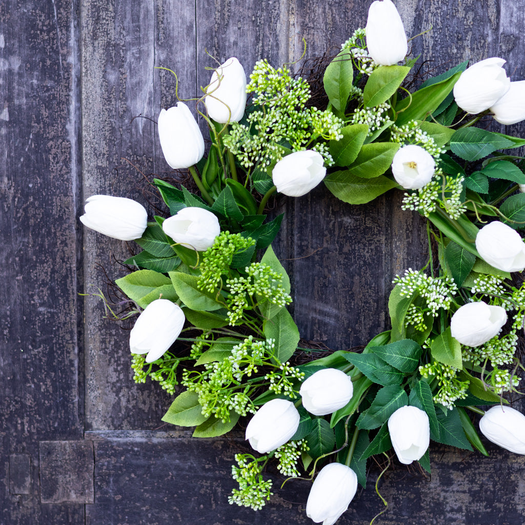 Seeded Berry and White Tulip Wreath