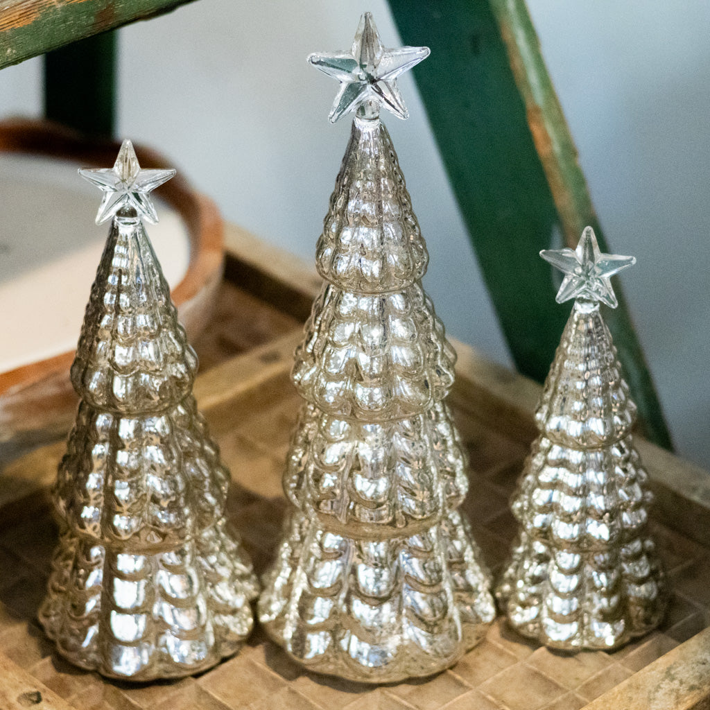 Mercury Glass Star Tip Christmas Tree Large