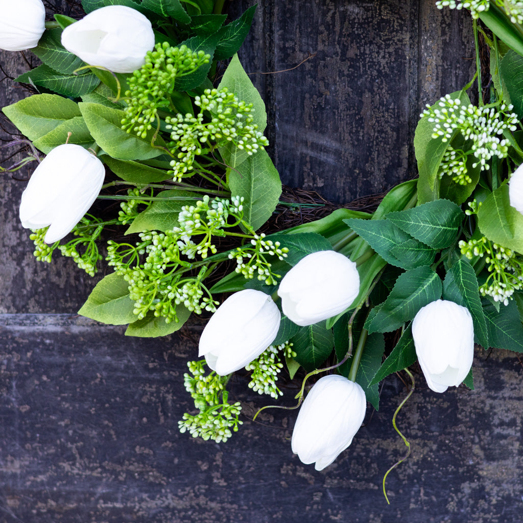 Seeded Berry and White Tulip Wreath
