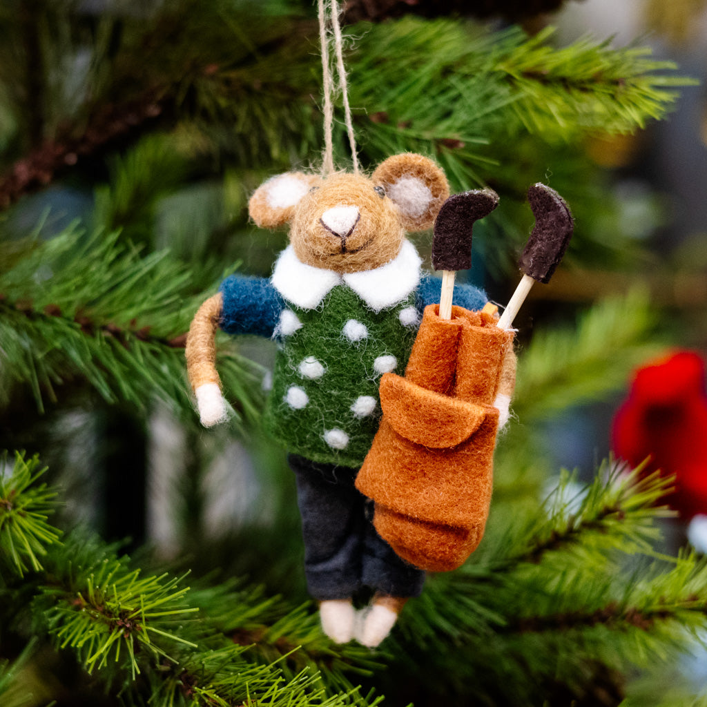 Wool Polka Dot Sweater Golfer Ornament
