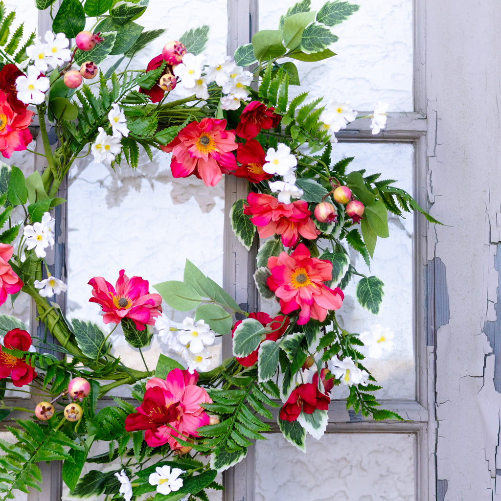 Mixed Flower and Currant Berry Wreath
