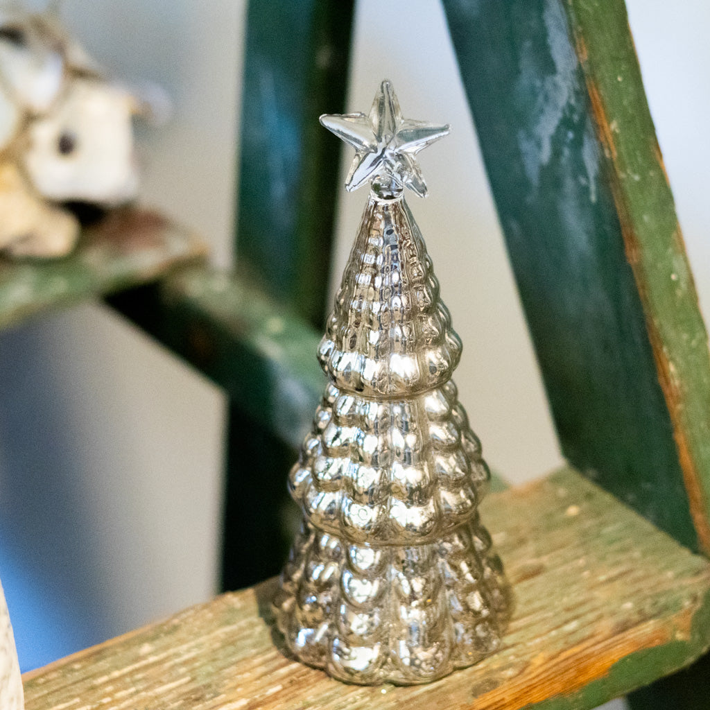 Mercury Glass Star Tip LED Christmas Tree Small