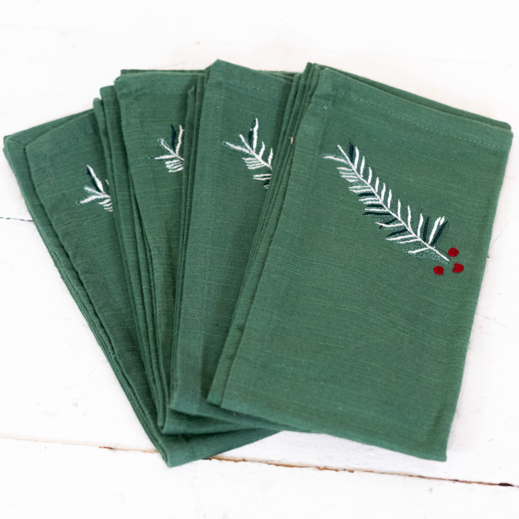Set of Four Alpine Green Napkins