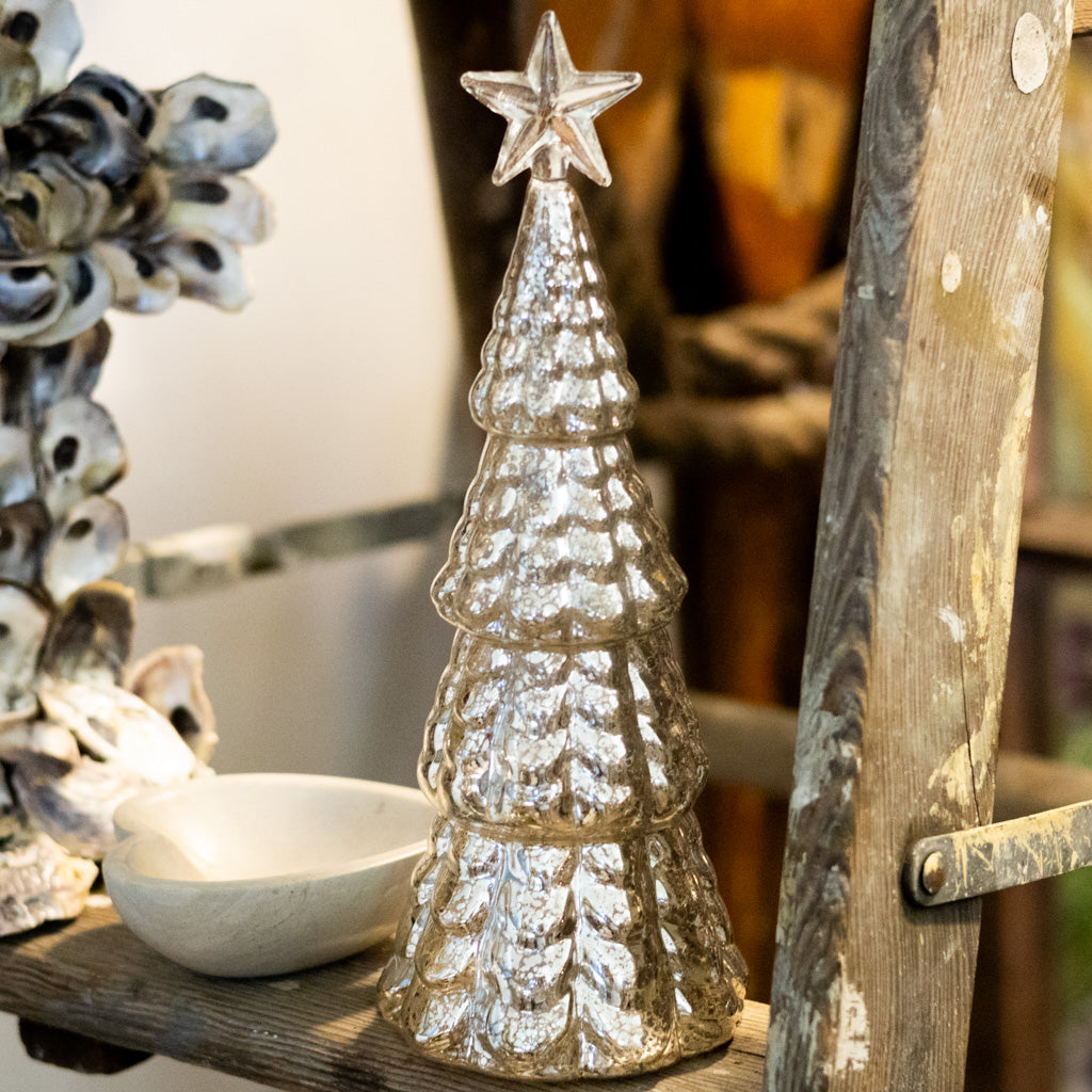Mercury Glass Star Tip Christmas Tree Large