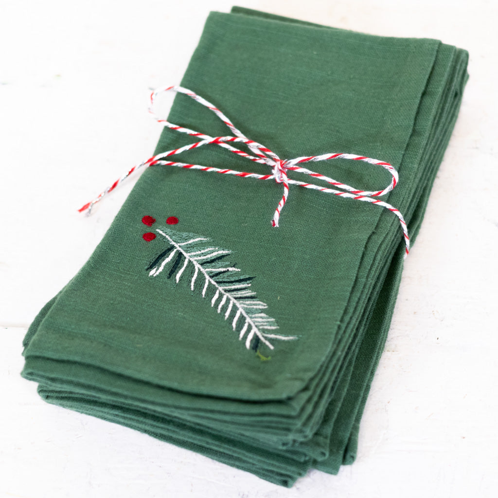 Set of Four Alpine Green Napkins