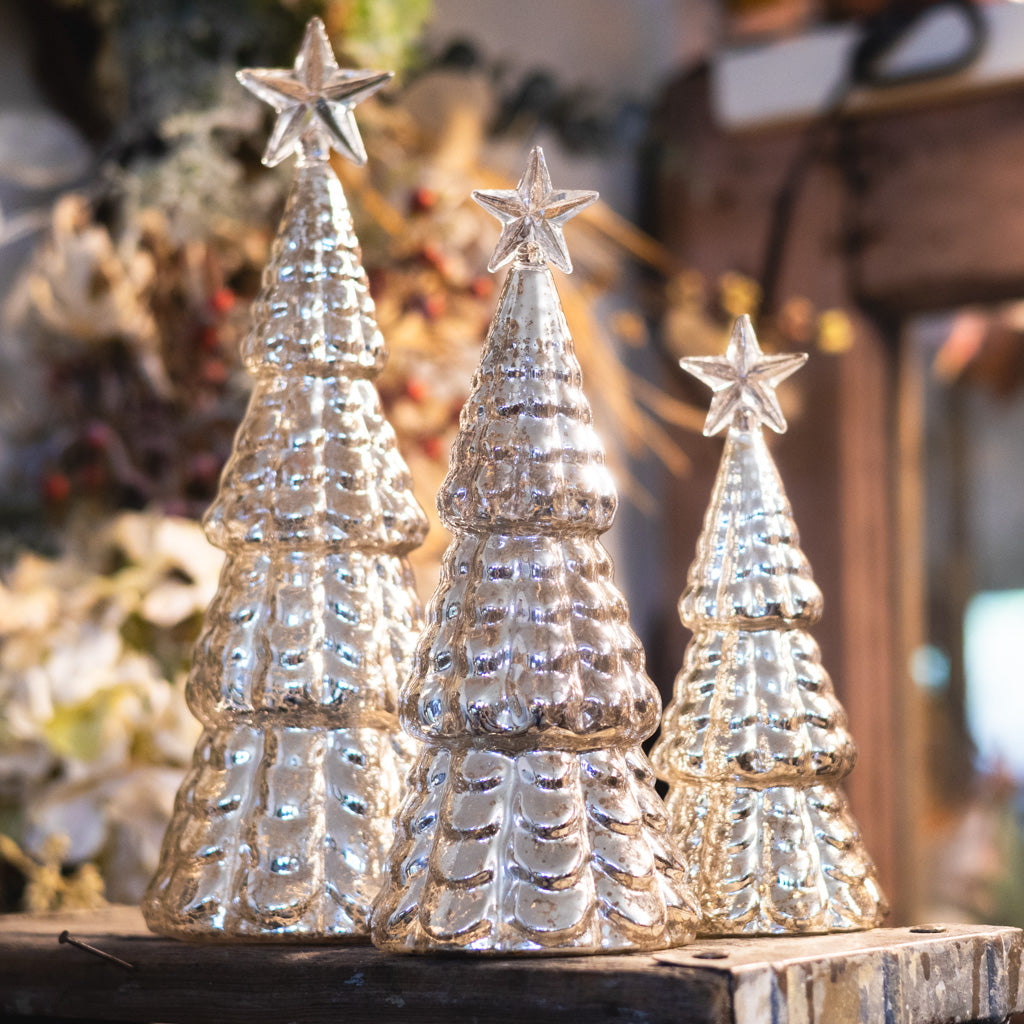 Mercury Glass Star Tip LED Christmas Tree Medium
