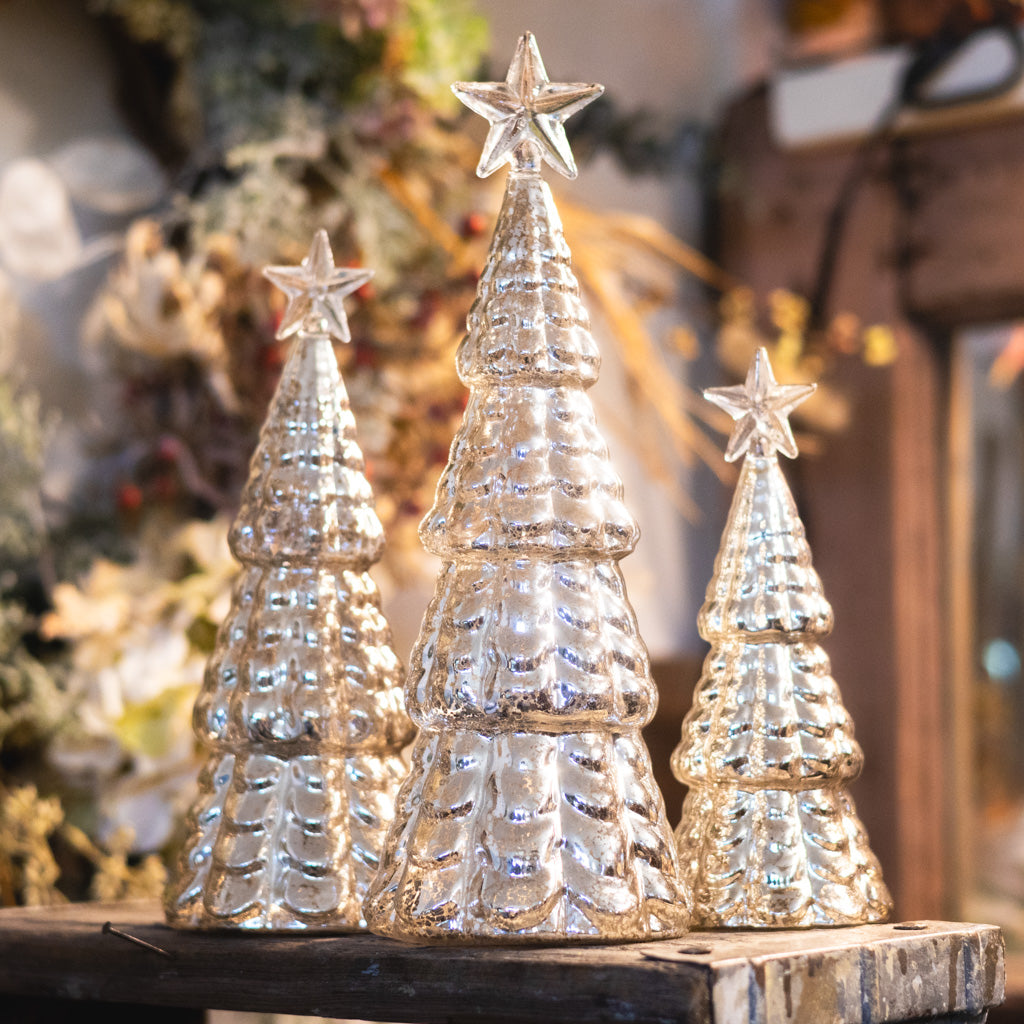 Mercury Glass Star Tip Christmas Tree Large