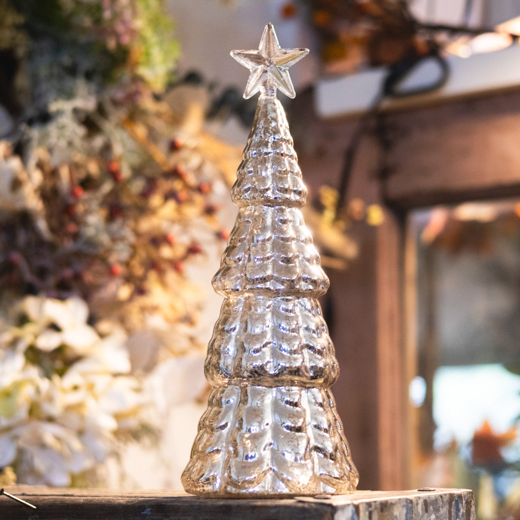 Mercury Glass Star Tip Christmas Tree Large