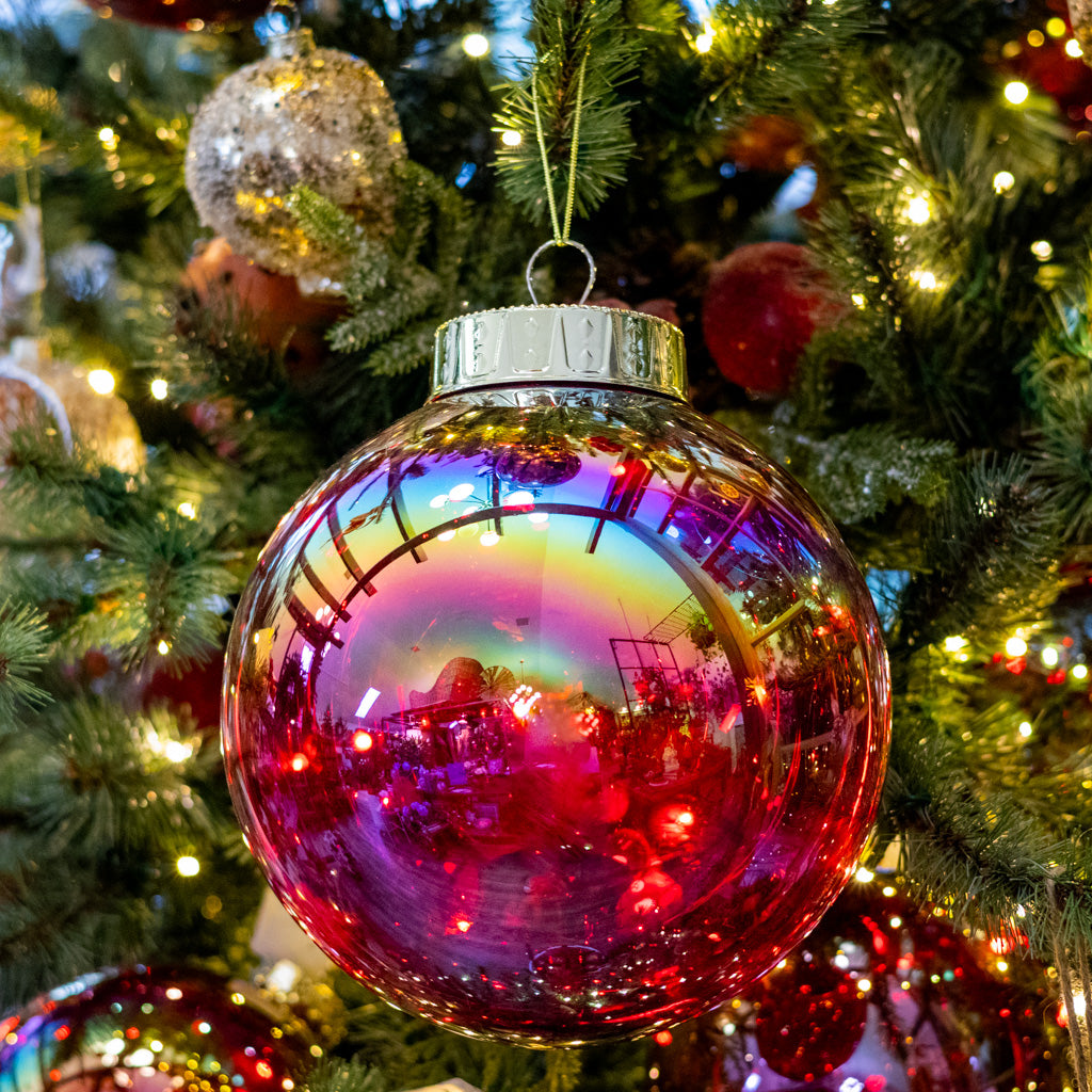 Large Red Seamless Iridescent Ball Ornament
