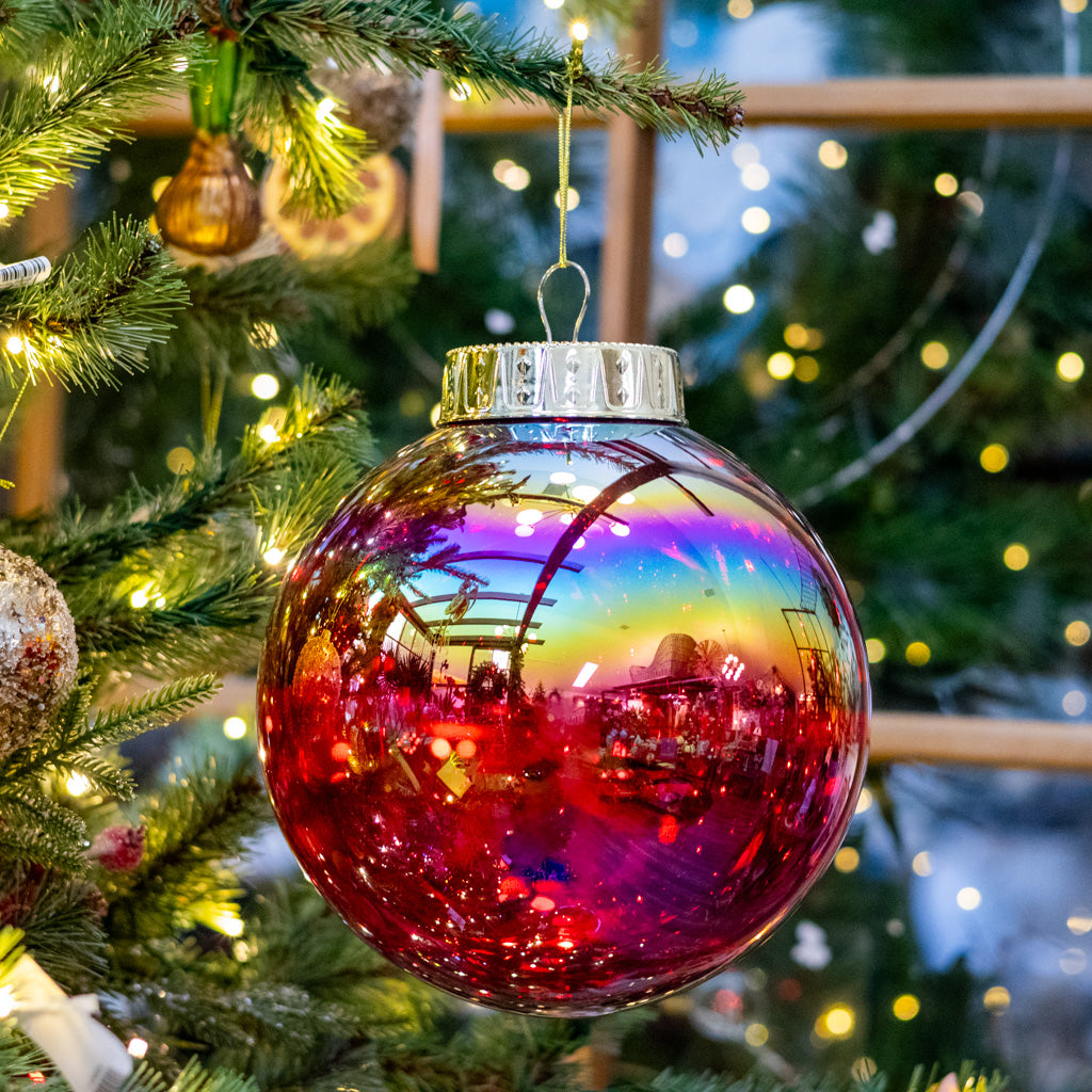 Large Red Seamless Iridescent Ball Ornament