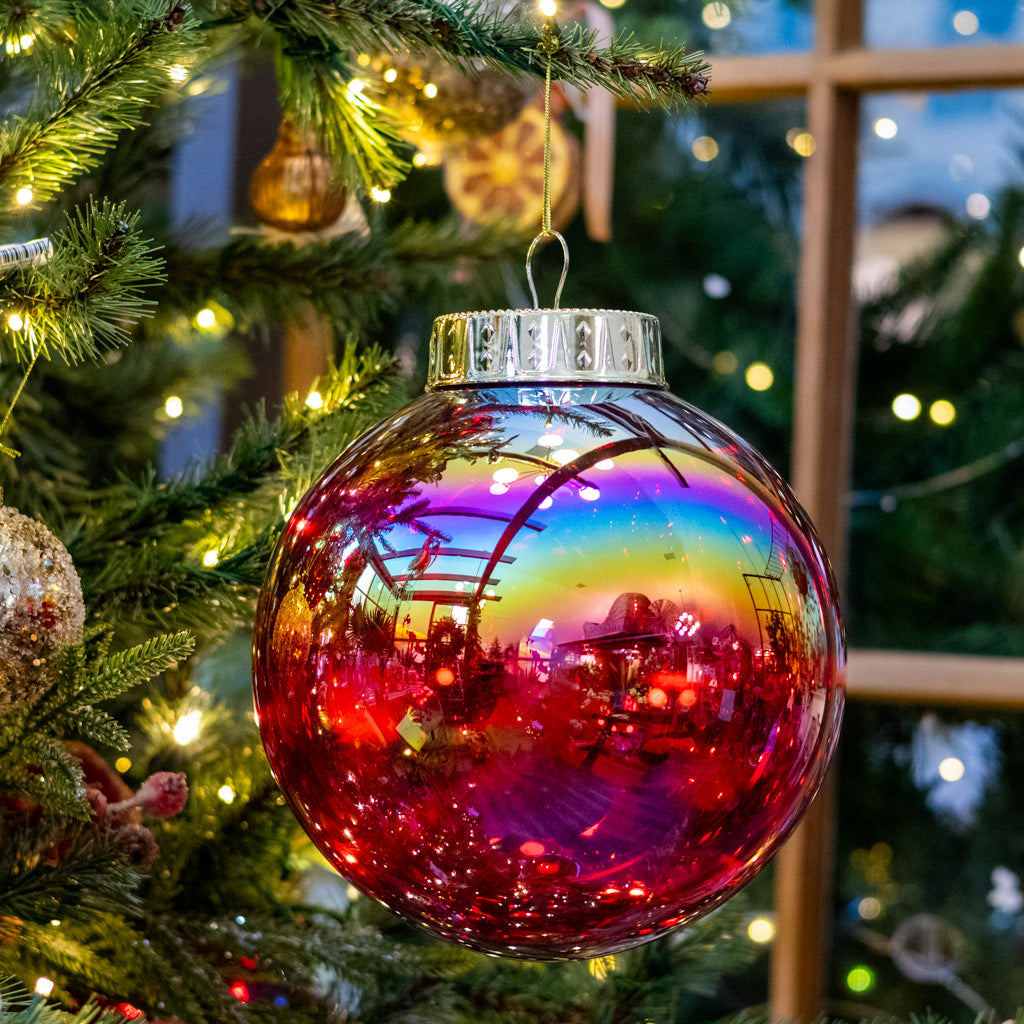 Large Red Seamless Iridescent Ball Ornament