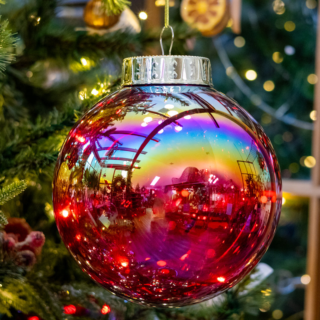 Large Red Seamless Iridescent Ball Ornament