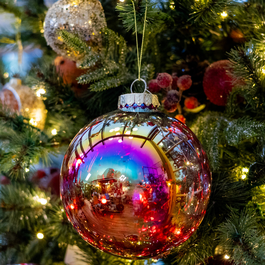 Small Red Seamless Iridescent Ball Ornament