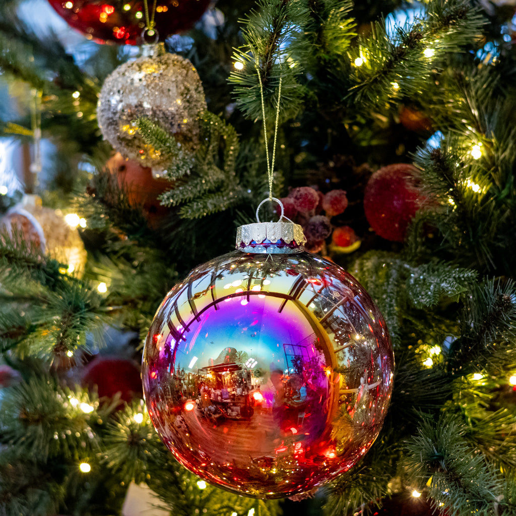 Small Red Seamless Iridescent Ball Ornament
