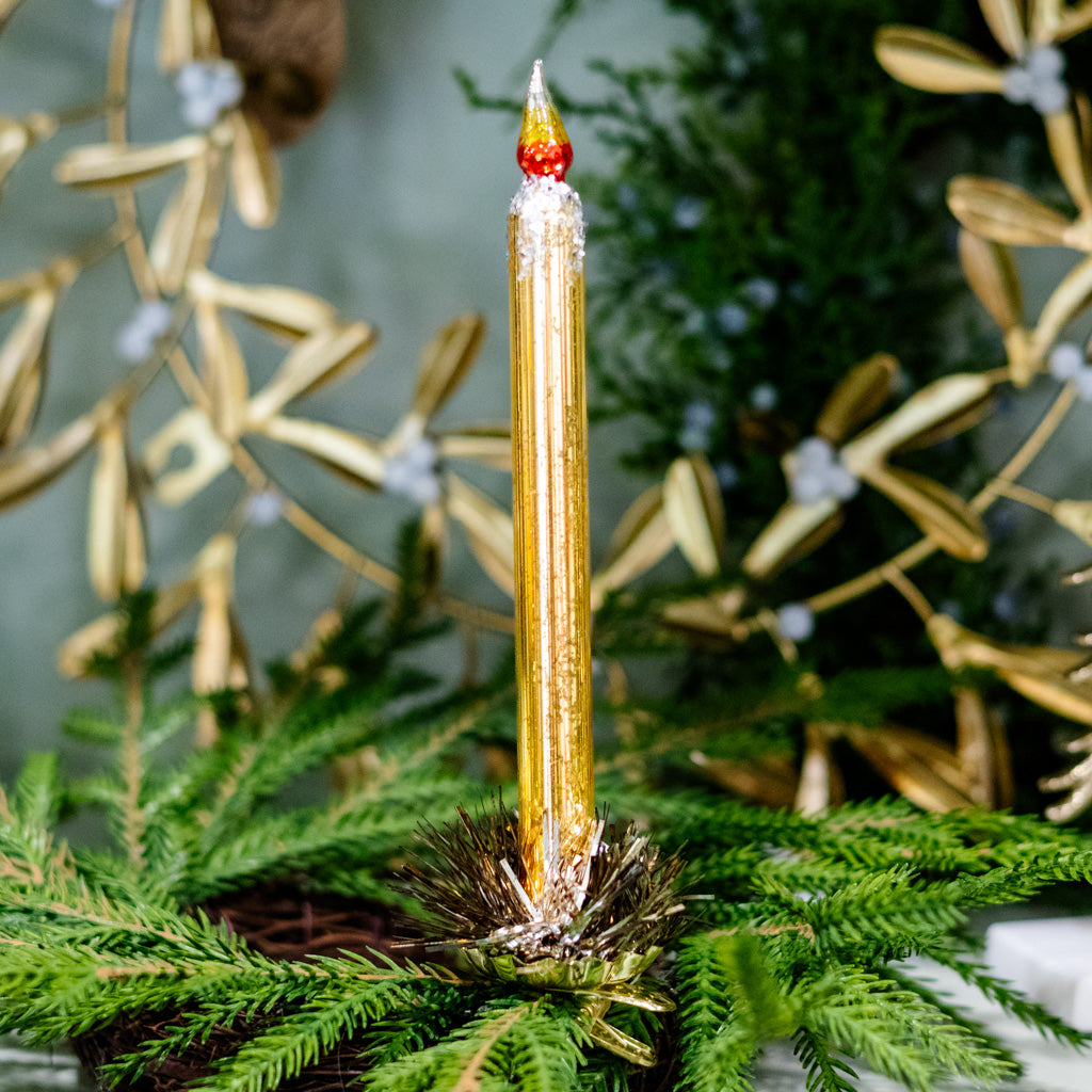 Gold Mercury Glass Candle Ornament